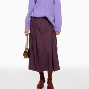 Tibi Shirred Purple Midi Skirt